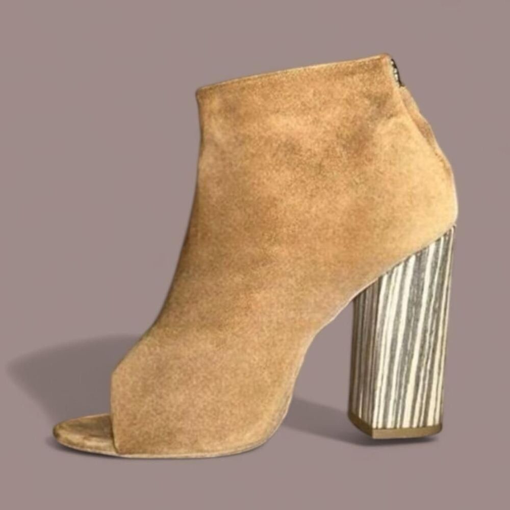 Alberto Fermani Brown Suede Open Toe Bootie sz 8